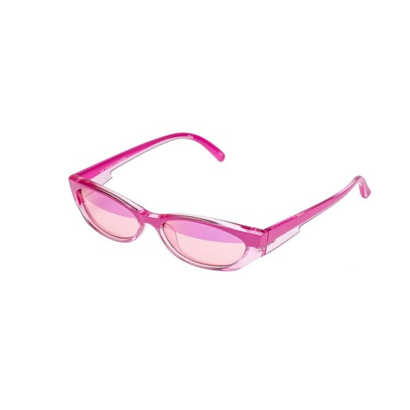 EUC Adam Selman x Le Specs The Crush pink mirror splice lens sunglasses - Picture 6 of 12